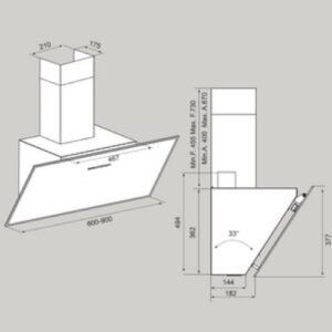 קולט אדים צמוד קיר 90 ס
