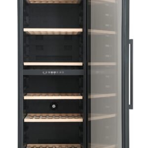 עבור סוגי יינות  לשימוש מסחרי, 2 שנים אחריות מדפי עץ נשלפים. שקט , מייצב רעידות . זכוכית פילטר אפלולית מחיר 17980 שח מק